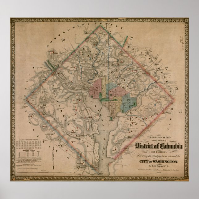 Vintage Verteidigungskarte der Washington DC (1864 Poster (Vorne)