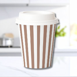 Vintage vertikale Streifen Mocha Mousse White Pappbecher