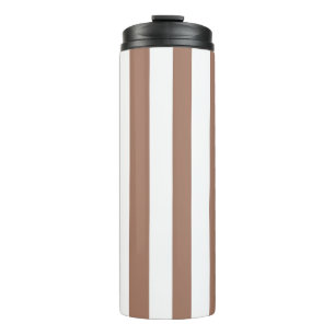 Vintage vertikale Streifen Mocha Mousse White Thermosbecher