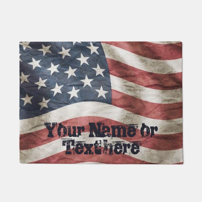 Vintage verwitterte amerikanische Flagge Fußmatte (Vorderseite)