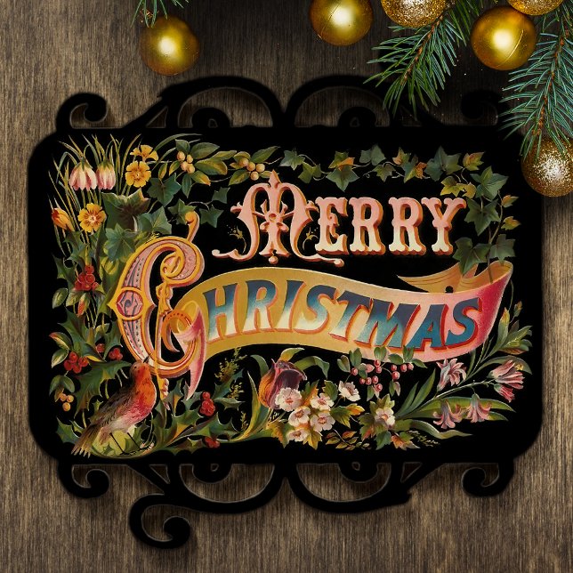 Vintage Verzierte Blüte frohe Weihnachten Seidenpapier (Von Creator hochgeladen)