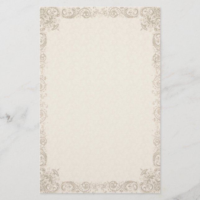Vintage Verzierte Elegante Cremeware Briefpapier (Vorderseite)