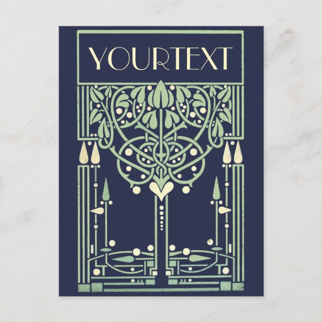 Vintage Verzierte Jugendstil-/Art-Deco-Vorlage Postkarte (Vorderseite)