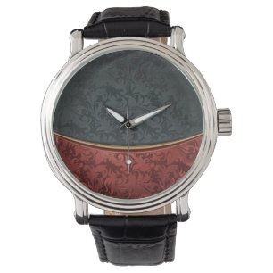 Vintage Verzierung rot und schwarz Armbanduhr