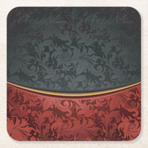 Vintage Verzierung rot und schwarz Rechteckiger Pappuntersetzer