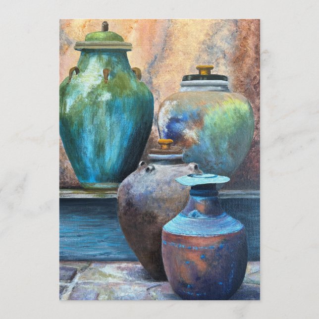 Vintage Vessels Acryl-Kunst Caroline Feiertagskarte (Vorderseite)