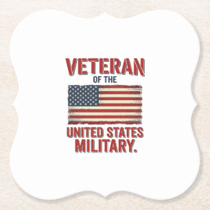 Vintage Veteran USA-Flagge Militär-Vektor-Design_1 Untersetzer