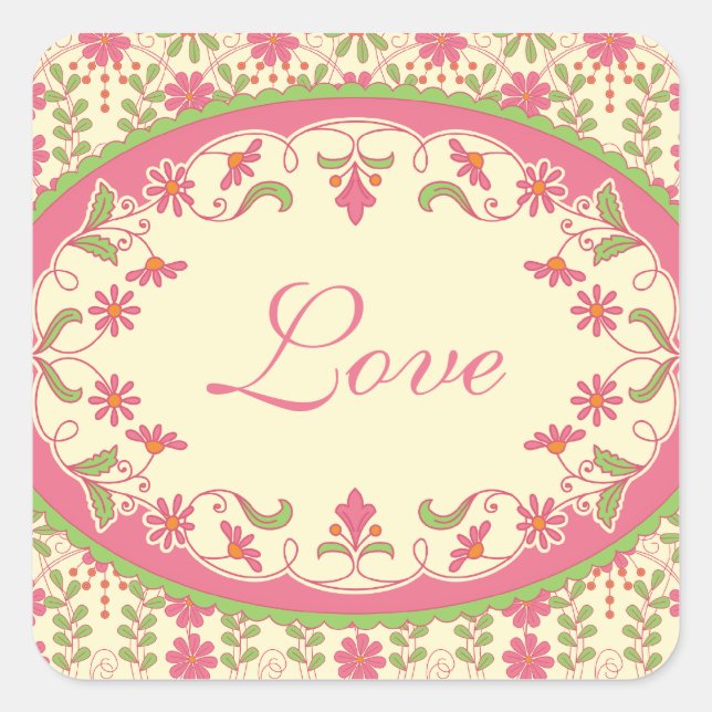 Vintage Victorian Daisy Wedding Stickers (Vorderseite)
