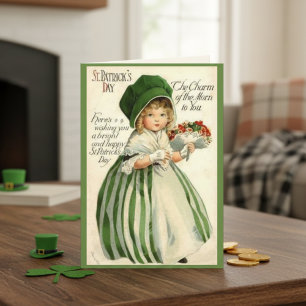 Vintage-Victorian-Mädchen-individuelle St. Patrick Feiertagskarte
