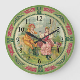 Vintage Victorian Paar Wall Clock Große Wanduhr