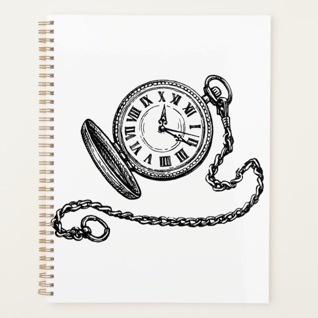 Vintage Victorian Pocket Watch Line Art Planer (Vorderseite)