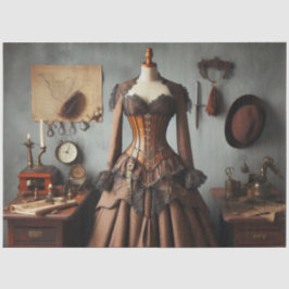 Vintage Victorian Steampunk Lady Detective Dress Seidenpapier