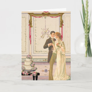 Vintage Victorian Wedding Celebration Scene Karte