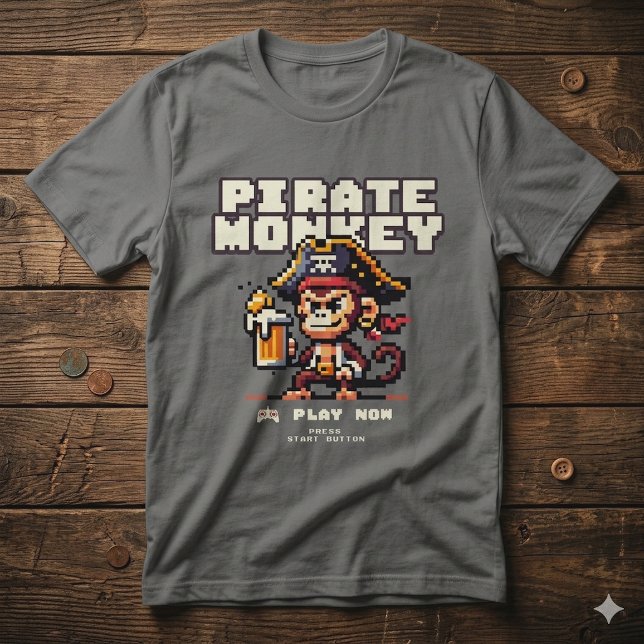Vintage Video Game Pirate Monkey T-Shirt (Von Creator hochgeladen)