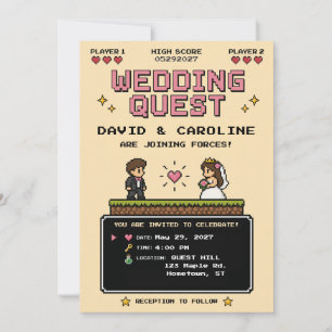 Vintage-Videospiel-Spaß Retro-Hochzeit Einladung