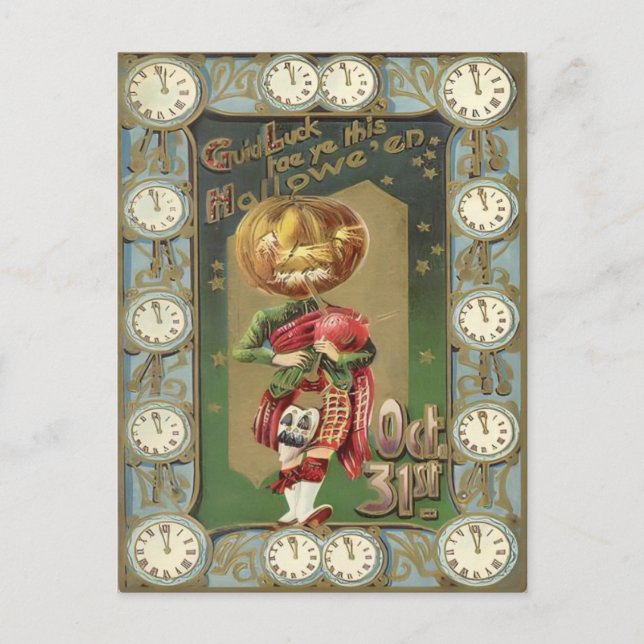 Vintage Viel Glück Tae Ye, dieses Halloween Postkarte (Vorderseite)