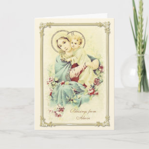 Vintage Vierge Marie Jésus Carte religieuse cathol