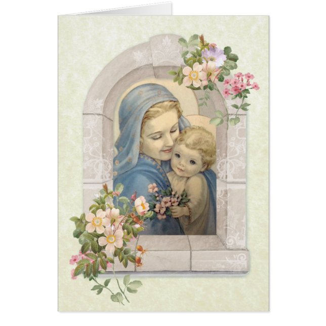 Vintage Vierge Marie Jésus Religieux (Devant)