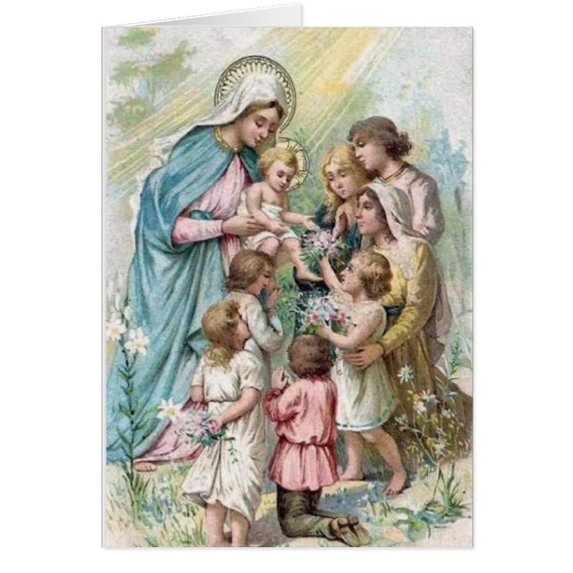 Vintage Vierge Marie Jésus Religieux (Devant)