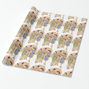 Vintage Vierzigerjahre Mode Geschenkpapier