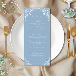 Vintage Vieux Argent Dusty Bleu Élégant Menu Maria