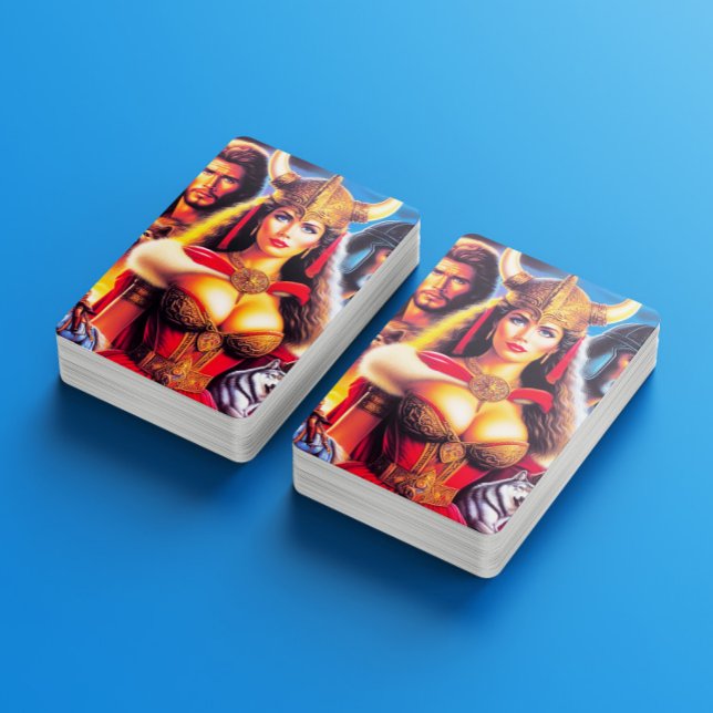 Vintage Viking Warrior Woman Spielkarten (Von Creator hochgeladen)