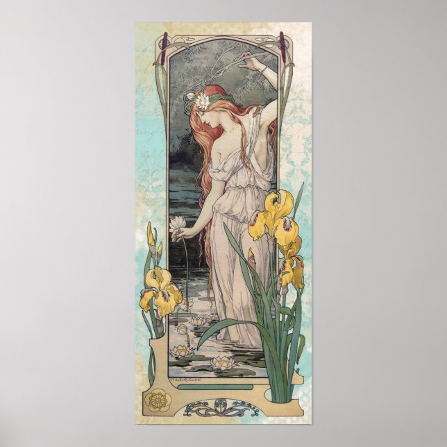 * Vintage Viktorianische AR23 Blume Jugendstil Poster (Vorne)