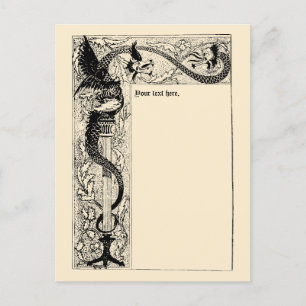 Vintage viktorianische Ära Drachen Rahmen Vorlage Postkarte