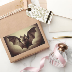 Vintage Viktorianische Bat Fotografie Spooky Goth Rechteckiger Aufkleber