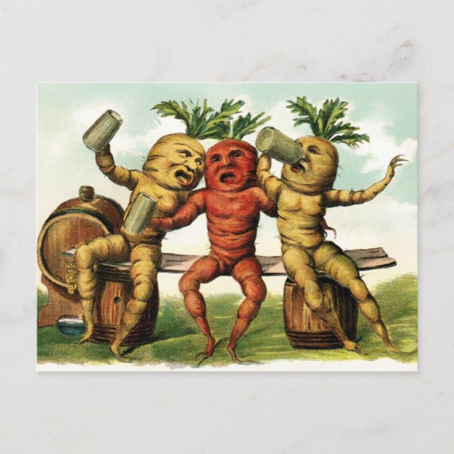 Vintage Viktorianische Betrunkene Karotten Postkarte (Vorderseite)