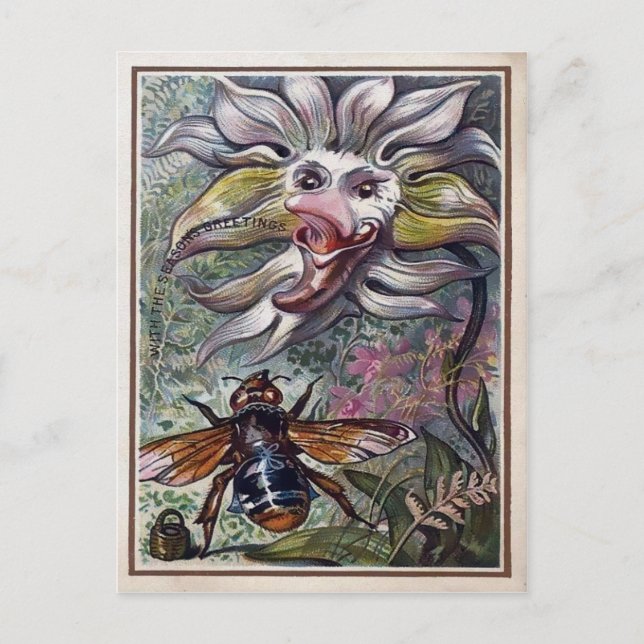 Vintage Viktorianische Blume Postkarte (Vorderseite)