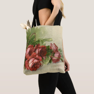 Vintage Viktorianische Blume, Rote Rosen Tasche