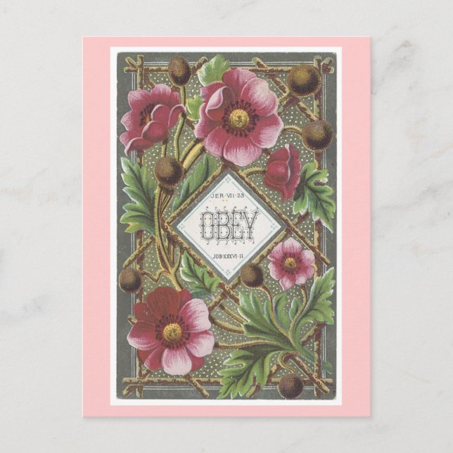 Vintage Viktorianische Blume Skripte Postkarte (Vorderseite)