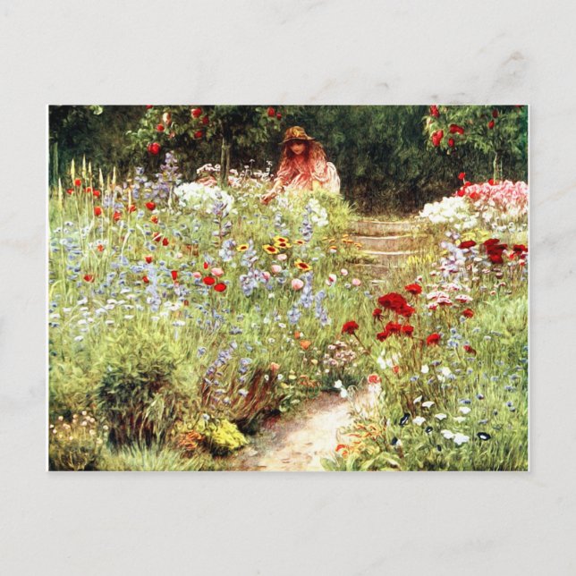 Vintage Viktorianische Blume Wasserfarbe Postkarte (Vorderseite)