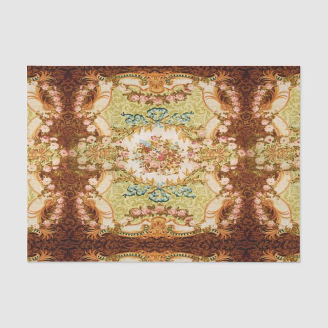 Vintage viktorianische Blumen-elegantes Seidenpapier (Vorderseite)