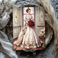 Vintage Viktorianische Braut mit rote Rosen Bouque