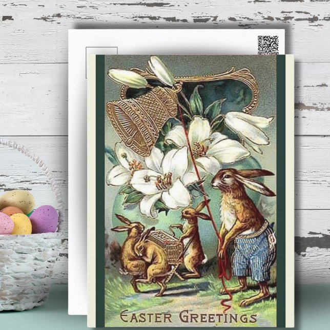 Vintage Viktorianische Bunnies Ostergruß Feiertagspostkarte (Vintage Victorian Bunnies Easter Greetings Holiday Postcard)