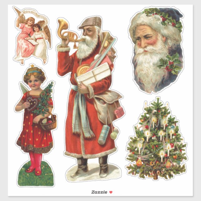 VINTAGE VIKTORIANISCHE CHRISTMAS STICKER-SAMMLUNG AUFKLEBER (Blatt)