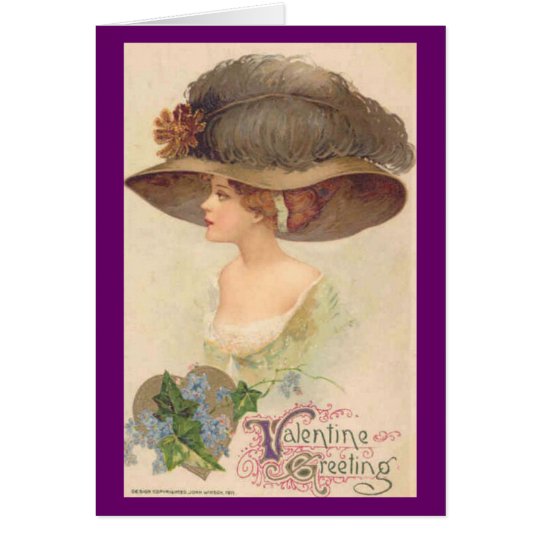Vintage viktorianische Dame in HutValentine Karte