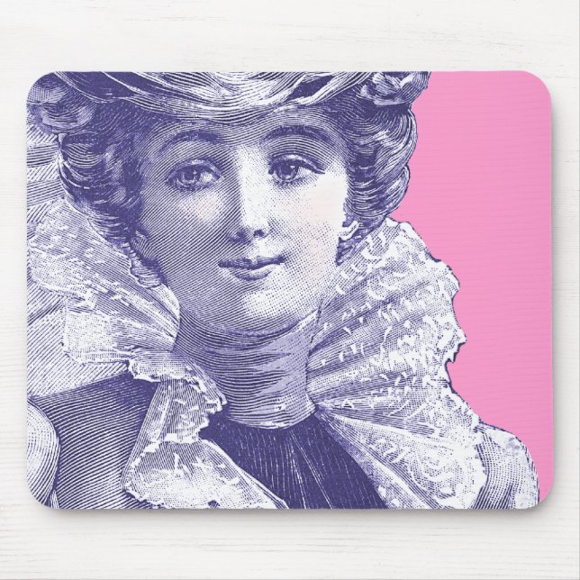Vintage viktorianische Dame Pink u. lila Mousepad (Vorne)