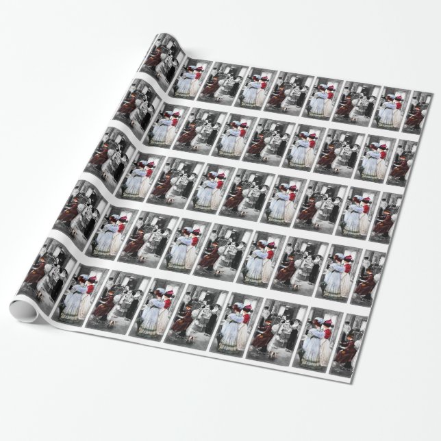 Vintage viktorianische Damen Geschenkpapier (Ungerollt)