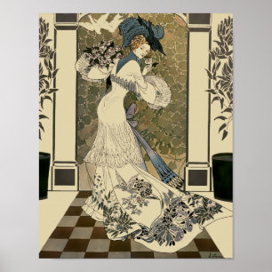 Vintage Viktorianische Era Jugendstil-Dame Poster