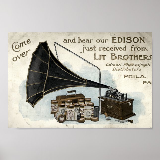 Vintage Viktorianische Era Phonograph AD Poster (Vorne)