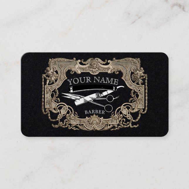 Vintage Viktorianische Erster Steampunk-Barbervorl Visitenkarte (Vorderseite)