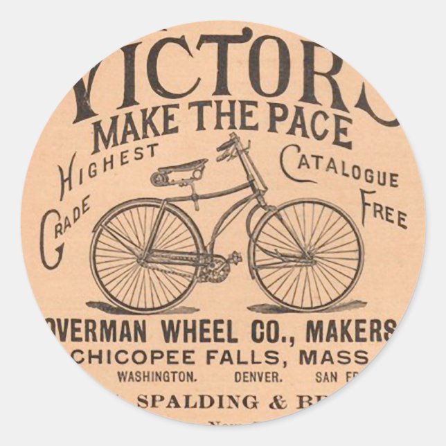 Vintage Viktorianische Fahrradwerbung Runder Aufkleber (Vorderseite)