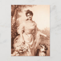 Vintage Viktorianische Frau w Border Collie Dog Re