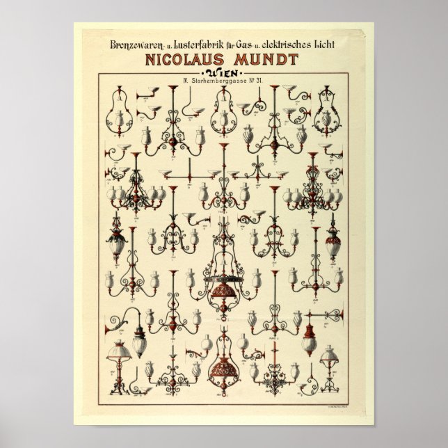 Vintage Viktorianische Gasbeleuchtung Poster (Vorne)