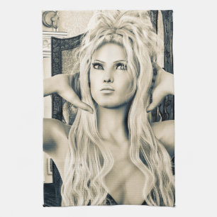 Vintage viktorianische Glamour-Porträtkunst Handtuch