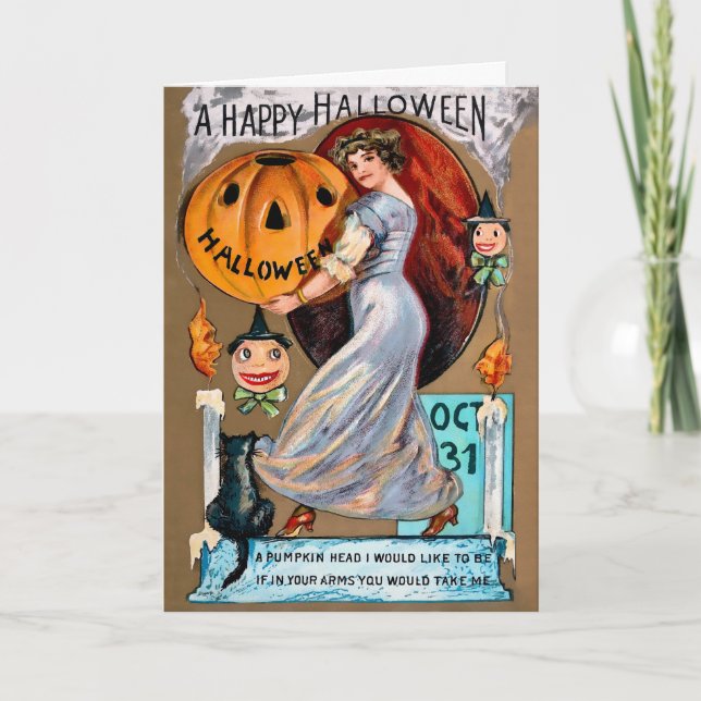 Vintage Viktorianische Halloween-Karte Feiertagskarte (Vorderseite)