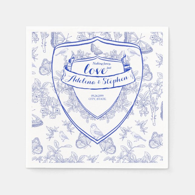 Vintage Viktorianische Hochzeit im Wappen Serviette (Vorderseite)